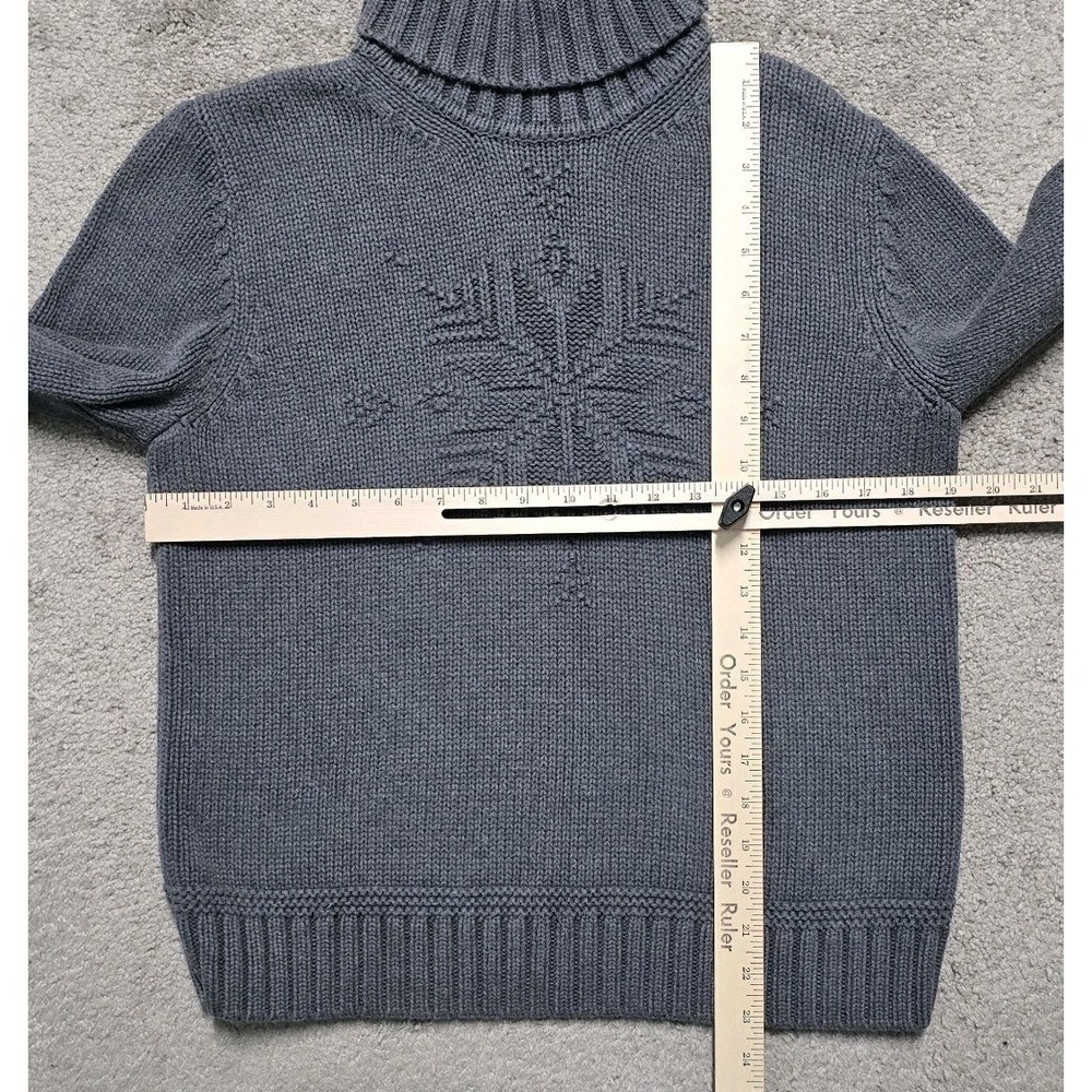 Ralph Lauren Turtleneck Chunky Knit Sweater Womens M Petite Monochrome Snowflake - Picture 8 of 13